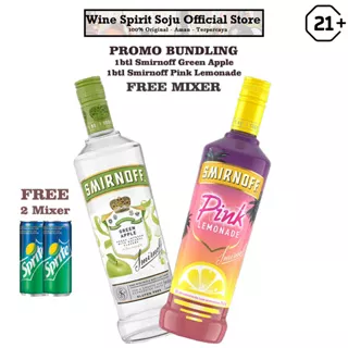 Promo Bundling Smirnoff Green Apple + Smirnoff Pink Lemonade 700ml (Free Mixer)