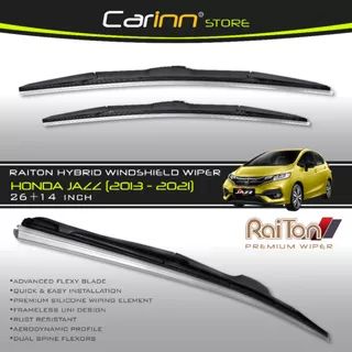 Raiton Sepasang Wiper Hybrid Kaca Depan Mobil Honda Jazz GK5 2013-2021 26 & 14 -2 Buah/Set - Hitam