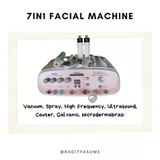 7in1 Facial Alat Kecantikan Salon Microdermabrasi High Frequency Ultrasound Vaccuum Spray Cauter Galvanic 7 in 1 Facial Basic