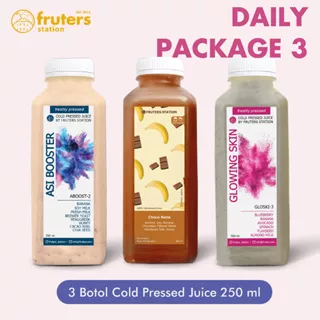 Cold Pressed Juice 100% Asli 3 Botol 250 ml DAILY PACKAGE 3 Fruters Station