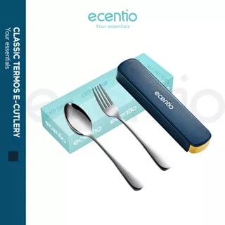 ecentio sendok set stainless korea 3pcs set alat makan Dengan Kotak Berbahan Sumpit Sendok Grapu Set Spoon Fork Chopsticks