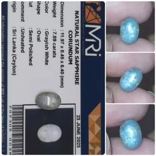 Natural Star White sapphire Ceylon 7,86 ct memo MRI Safir Srilanka