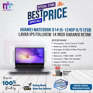 Huawei Matebook D14 i5-1240P IPS 8/512GB FullView 161PPI D 14 Metal
