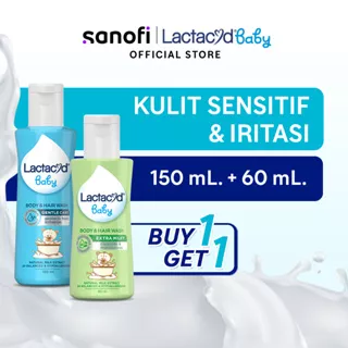 [Buy 1 Get 1] Lactacyd Baby Gentle Care 2in1 Body Wash and Hair Shampoo 150mL - Sabun & Sampo Bayi Melindungi dari Iritasi + FREE Lactacyd Baby Extra Milky 2in1 Body Wash and Hair Shampoo 60mL