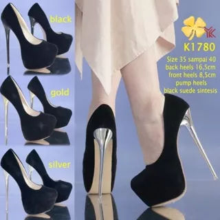 YKshoes 1780 heels 17cm pump stiletto heels sepatu hak ketutup hak tinggi suede heels pump pantofel hak tinggi hak chrome sepatu import hak heels tinggi