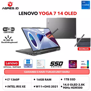 LENOVO YOGA 7 14 OLED TOUCH I7 1360P 16GB 1TB W11+OHS 14.0 2.8K 90HZ HDR500 PEN 2IN1 3Y PREM+2ADP TEAL -1KID