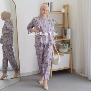 Hana Set| Piyama Set Wanita | Homewear Katun Premium Celana Panjang Lengan 3/4 LD 102-108 CM