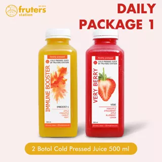 Cold Pressed Juice 100% Asli 2 Botol 500 ml DAILY PACKAGE 1 Fruters Station