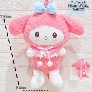 Tas Ransel Boneka Full Body Melody Bulu PN Korea Tas Boneka