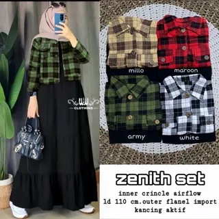 zenith dress outer set ori W&W gamis hitam premium jaket crop blazer kotak kotak baju setelan wanita kekinian gamis kutung jaket flanel crop outer crop kekinian one set murah gamis susun polos