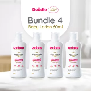 Doodle - Bundle 4 Pcs Doodle Baby Lotion | Face & Body Baby Lotion | Face & Body Lotion Bayi | Super Mild Baby Lotion Liquid | Ukuran 60 ml