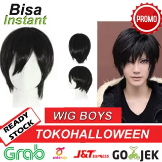 wig pria pendek warna hitam cosplay death note anime