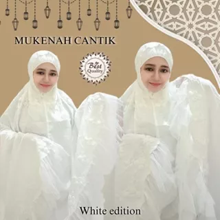 (Real Pict) Mukena Cantik White Edition Matt Sutra diamon Atas Bawah Jumbo Size