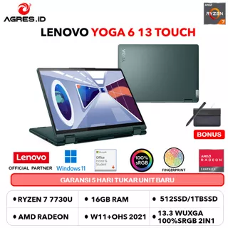 LENOVO YOGA 6 13 TOUCH RYZEN 7 7730U 16GB 512SSD RADEON W11+OHS 13.3 WUXGA 100SRGB 2IN1 FP PEN 3YR PREM+2ADP TIDALTEAL -56ID