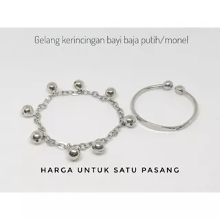 Gelang Tangan Monel Kalung Monel Gelang Kaki Monel Rantai Baja Putih Anak Custom