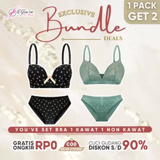 YouHave EXCLUSIVE Paket Bundle SALE 1 Set Bra Tanpa Kawat + 1 Set Bra Kawat. Set Bra Panty Set BH CD Wanita Bundle Paket Hemat Hampers Tahun Baru Set Seserahan Nikah