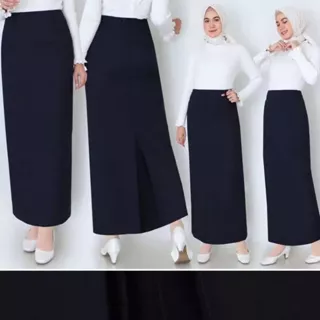 Rok Kerja Wanita Panjang/ Rok kantoran/ Rok Formal Model SPAN / Rok Span Hitam ( UKURAN S - XL ) Polos Hitam