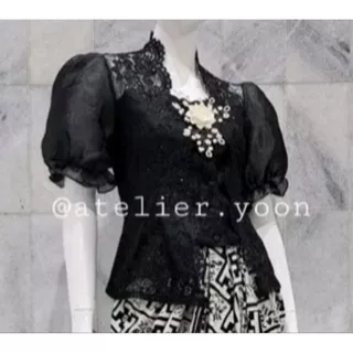 [ATASAN SAJA TANPA AKSESORIS] Kebaya kutubaru modern moderen puffy sleeve organza kerut by atelier.yoon