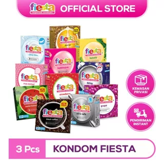 Kondom Fiesta Mix Varian Isi 3 Pcs Banana Strawberry Max Dotted Durian