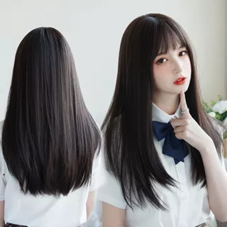 WIG DAILY AKEMI PONI LURUS MEDIUM OVAL 50cm [ rambut palsu wanita gaya korea model rambut panjang lurus natural ]