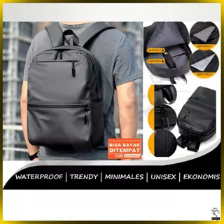 Tas Ransel Anti Air Wateproof Backpack Minimalis Kampus Sekolah Kuliah Unisex Laptop Hujan Basah Water Proof Keren Gentle