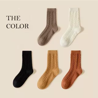 Kaos Kaki Wanita Japanese Solid Color Twist Lolita Women Socks FSCH58