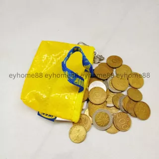 IKEA KNLIG Gantungan kunci tas kecil untuk koin kunci dg resleting 9x3x7cm
