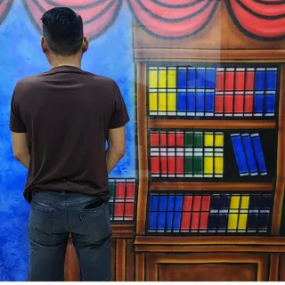 Kain Background 2.5x3M Motif Rak Buku - Perpustakaan - Wisuda - No77