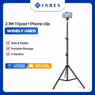 INBEX PLUS 210CM Reverse Tripod/Collapsible Portable Kamera Tripod 3 Section with Phone Holder