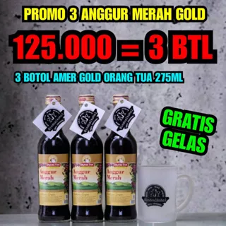 Paket 3 Anggur Merah Amer Gold 275ml - OT Orang Tua - INDOALKOHOL Original 100%