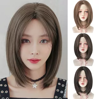 39 CM Full Wig Korean Straight Tanpa Poni Short