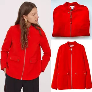 c+aps embroidery bomber jacket/H#M red button jacket