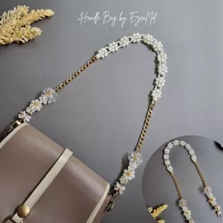 Rantai Tas Gold Premium Selempang Mutiara Rantai Anti Karat Tali Rantai Bag Tas Unik Top Handle Bag Panjang Tote Bag Pendek Cristal Flowers Tali Rantai Tas Wanita Handmade