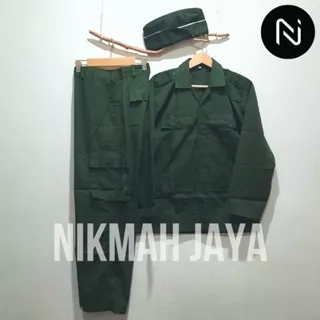 Baju Bung Tomo Hijau Army (DEWASA) / Baju Veteran / Baju Bung Tomo / Baju Karnaval / Baju Pahlawan