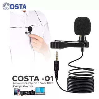 COSTA 01 Microphone Clip On 3.5mm TRRS for Smartphone PC Plug and Play