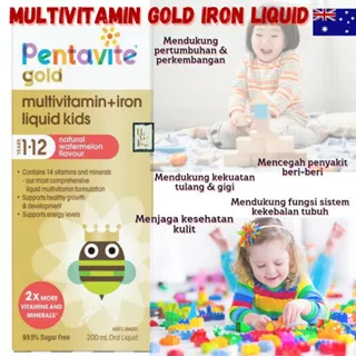 Pentavite Gold Multivitamin + Iron Liquid For Kids 200ml