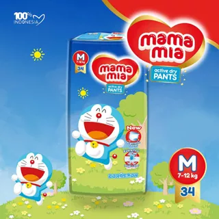 Mamamia Pants M 34 Pcs - Popok celana bayi / Baby Diapers Pants XM 34 Popok Doraemon - Daya Serap Tinggi, Anti Iritasi & Anti Ruam