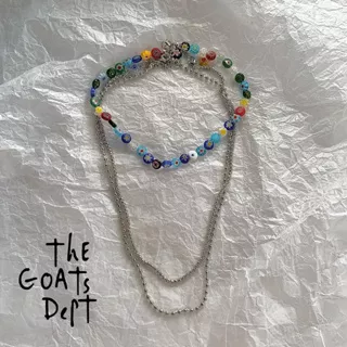 The Goats Dept - Peggy Meth Crystal Glass Necklace Original / tgd822 kalung model kaca bohemian gaya dj asli pria wanita isi tiga 3 anti karat titanium stainless korea model kawaii tehcno beat skena flower bunga matahari biru kuning manik beads kristal ra