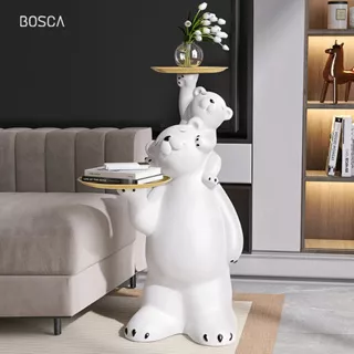 Bosca Living - Polar Bear Bedside Decoration / Pajangan Rumah Dekorasi / Hiasan Ruang Tamu Unik / Meja Antik / Coffee Table / Meja Samping Sofa / Pajangan Rumah Bentuk Beruang /HomeDecoration