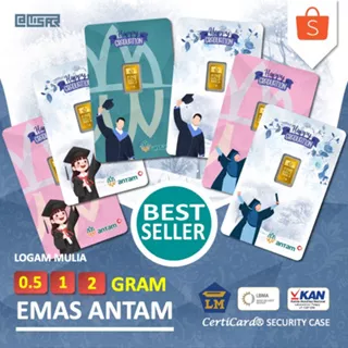 LM Logam Mulia Emas Antam 0.5 gr 1 gr 2 gr gram Kado Wisuda Wisudawan Gift Happy Graduation