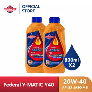 FEDERAL OIL Matic y 40 20W-40 0.8L 800ml - Oli Motor Matic (2 Botol)