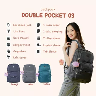 Tas Ransel Sekolah Wanita Season Double Pocket 3