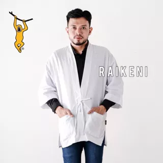 RAIKENI Kimono Pazuru | Kimono Putih | Outer Putih | Kimono Polos | Cardigan Putih