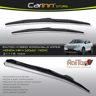 Raiton Sepasang Wiper Hybrid Kaca Depan Mobil Honda Hrv Hr-v 2022-On 21 & 18 -2 Buah/Set - Hitam