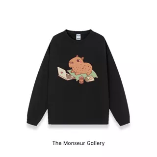 The Monseur Gallery Sweater Wanita Oversize Capybara | Switer Hitam