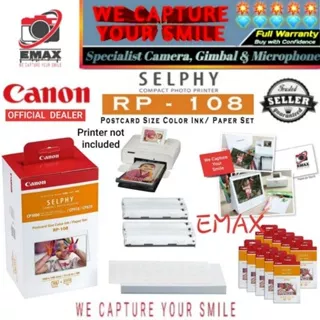 CANON SELPHY RP-108 Photo Printer Ink Paper CP800 CP820 CP900 CP910 CP1000 CP1200 CP1300 Kertas Photo Tinta Canon RP 108 RP108