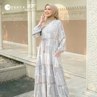 Nobby X Batik Trusmi - Sabrina Dress Brown Elegant Look Dengan Tali Lepas Pasang