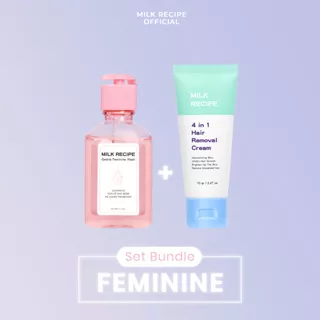 Milk Recipe Bundle Set Feminine Wash + Hair Removal - Feminine Kit Paket Untuk Membersihkan Kewanitaan dan Penghilang Bulu Lebih Hemat