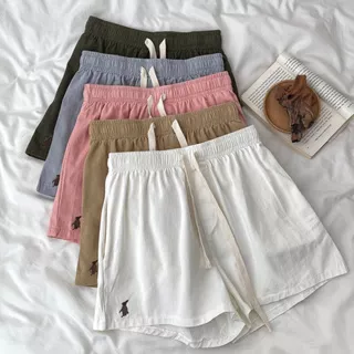 Ins Korean Embroidered Rabbit High-waist Casual Shorts Sports Tie Wide-leg Pants MS2943