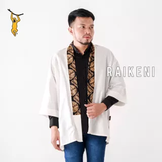 RAIKENI Kimono Prabu | Kimono Jepang | Kimono Tradisional | Kimono Putih | Outer Batik Tenun